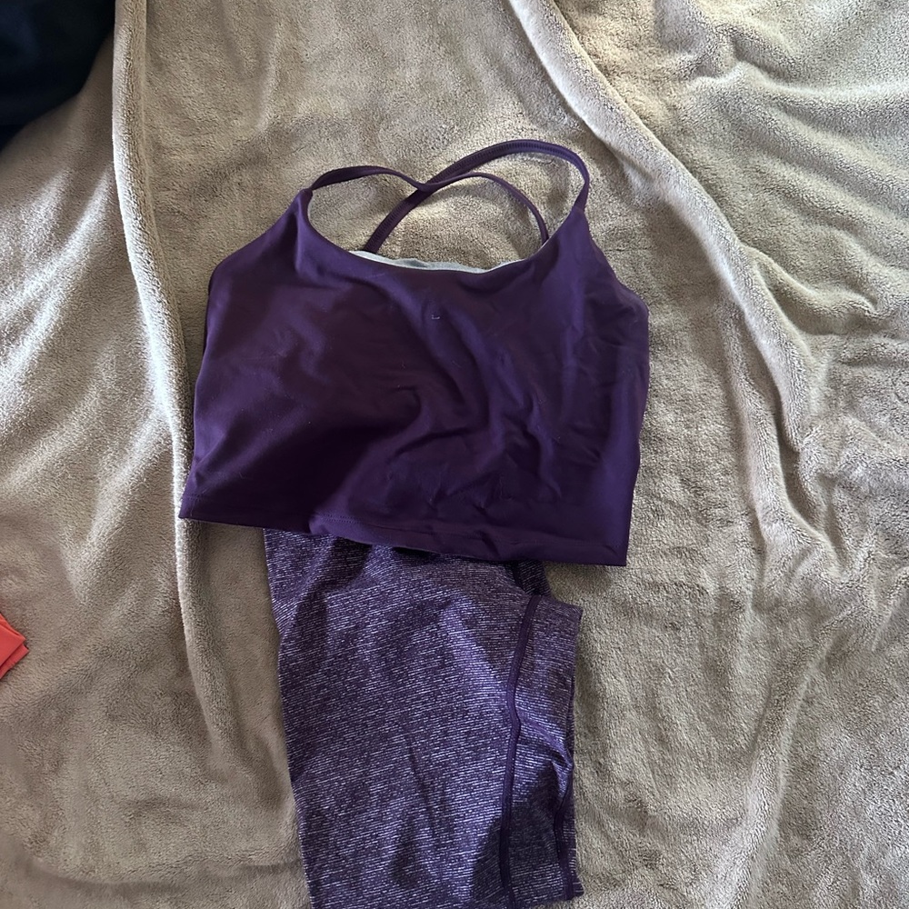 Born primitive Women's Deep Purple Sports Bra Set with heathered leggings